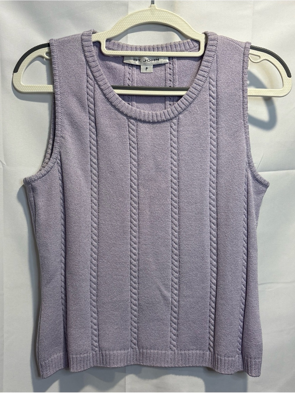 St. John Lavender Cable Knit Sleeveless Tank